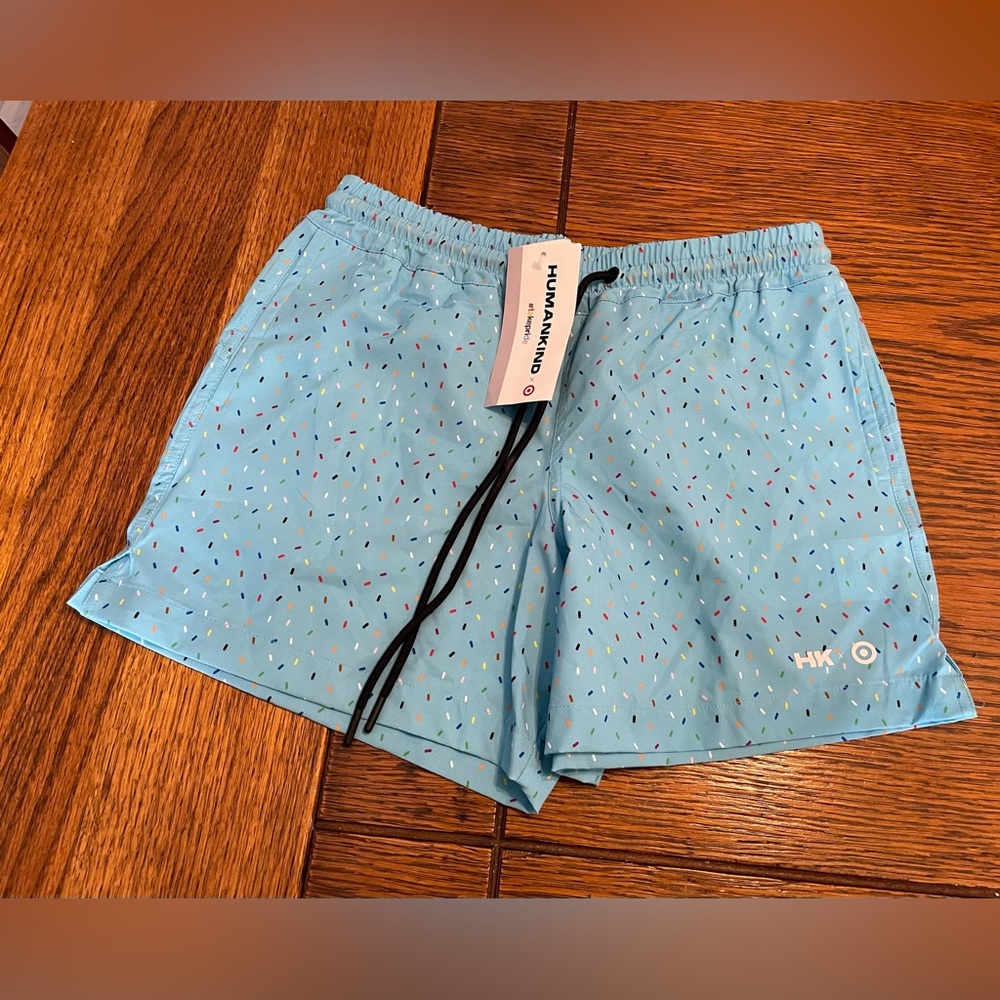 Humankind Light Blue Athletic Shorts with Multicolor Fleck